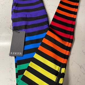 K-DEER Multicolor (RAINBOW) Striped Leggings - High waist - Full length